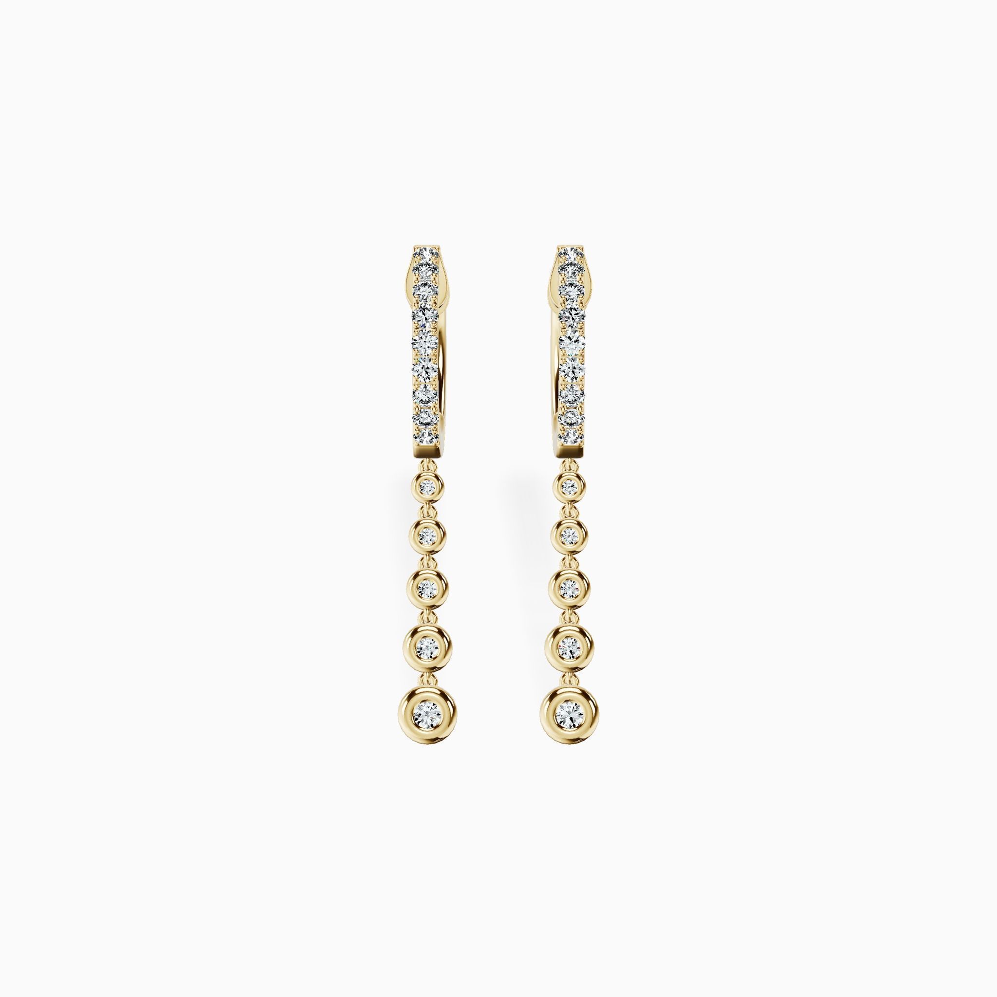 Bezel Set Dangling Huggies — view 1