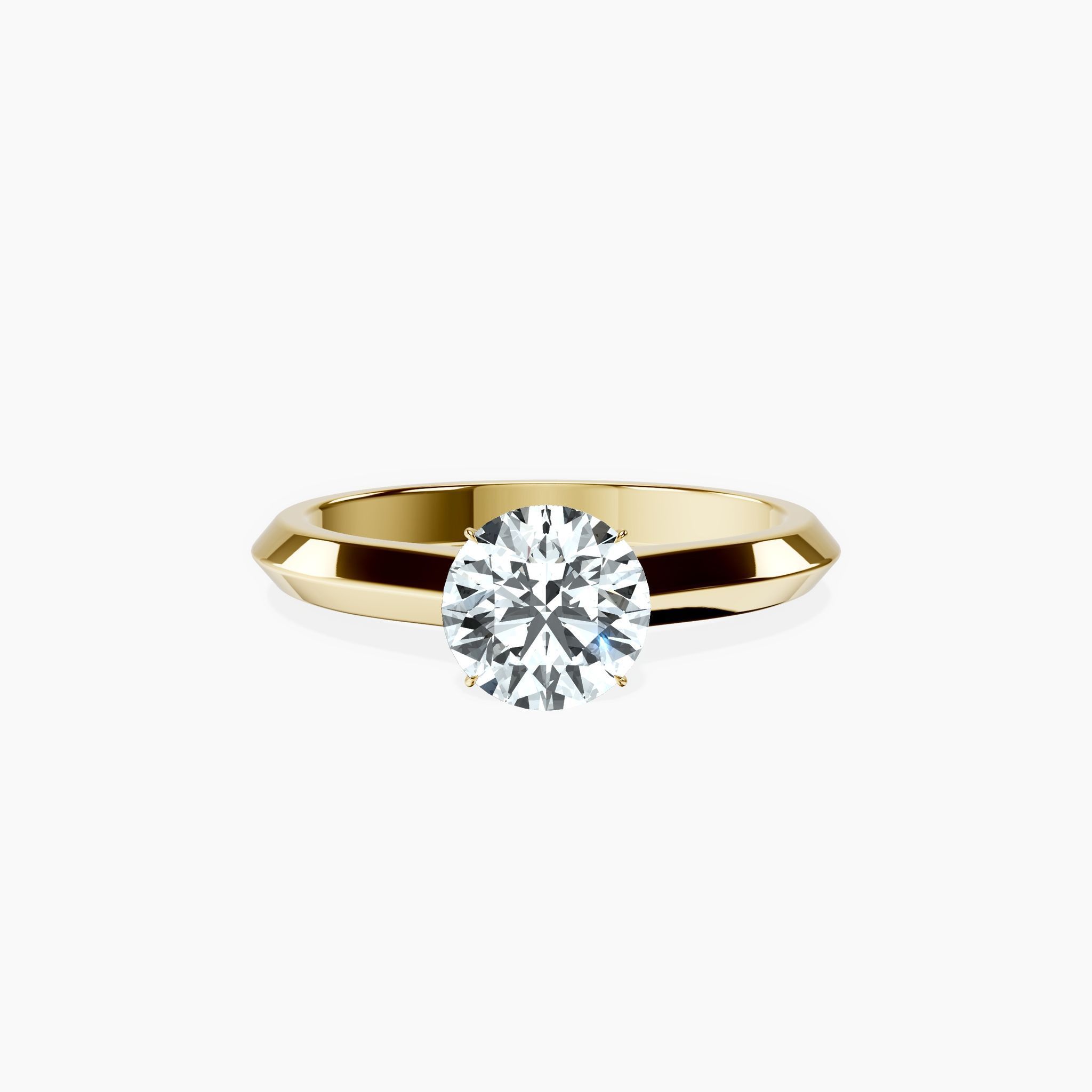 4 Prong Knife Edge Round Ring — view 1