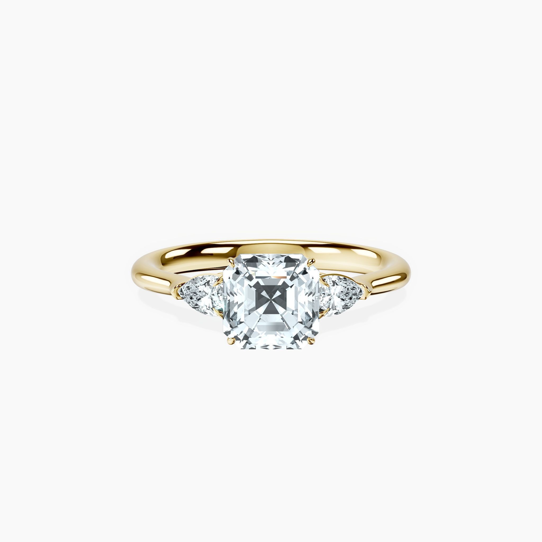 Pear Trinity Asscher Ring