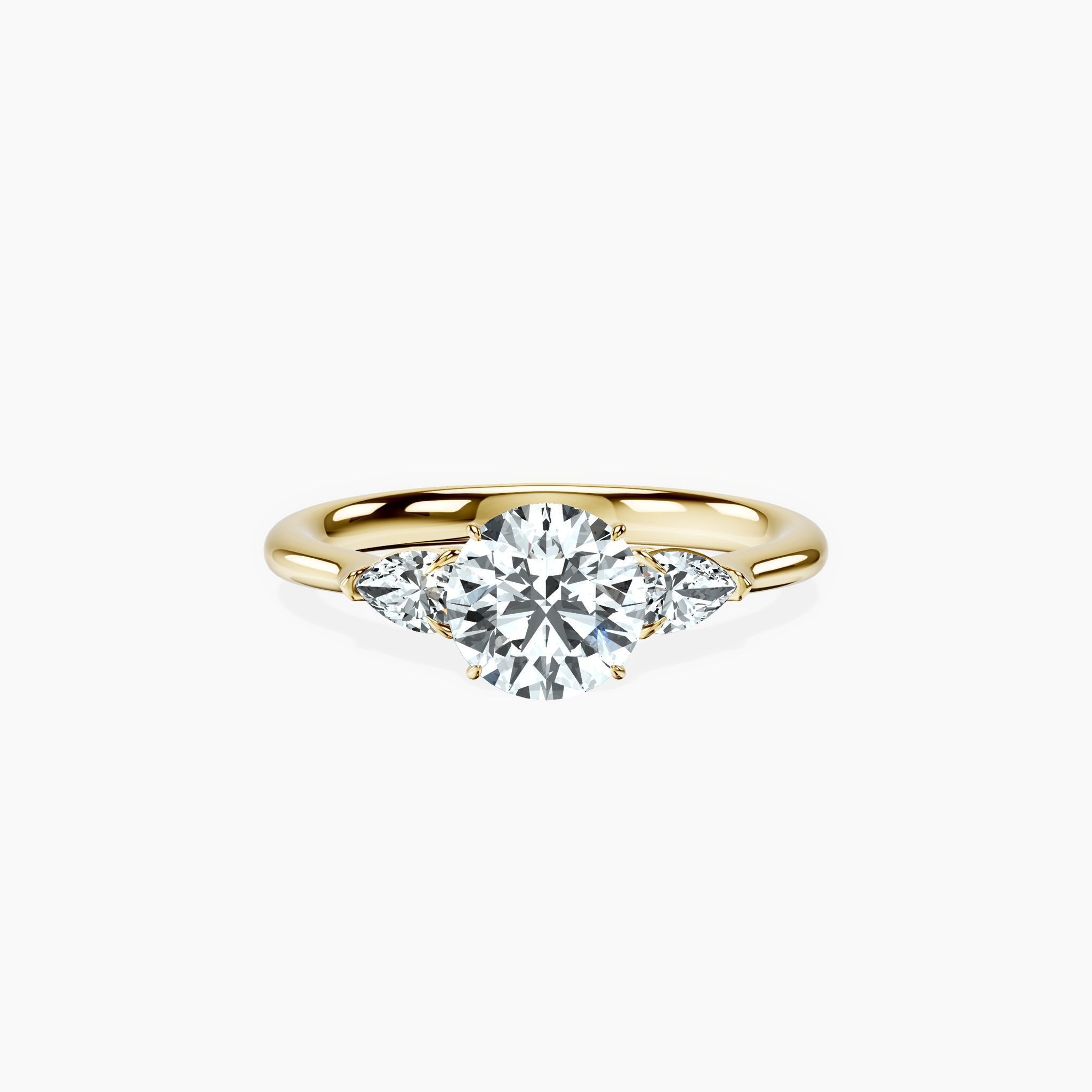 Pear Trinity Round Ring