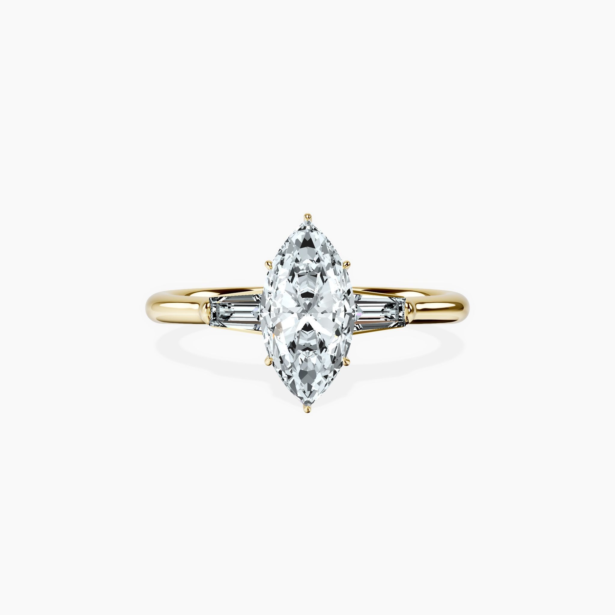 Tapered Trinity Marquise Ring — view 1