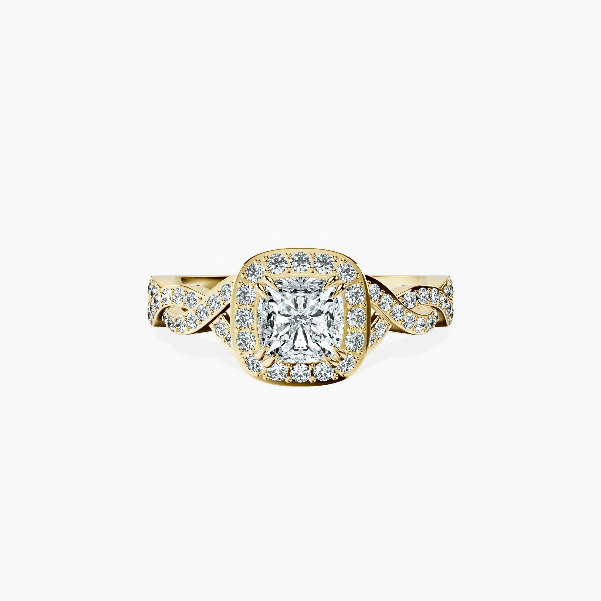 Halo Entwined Cushion Ring — view 1