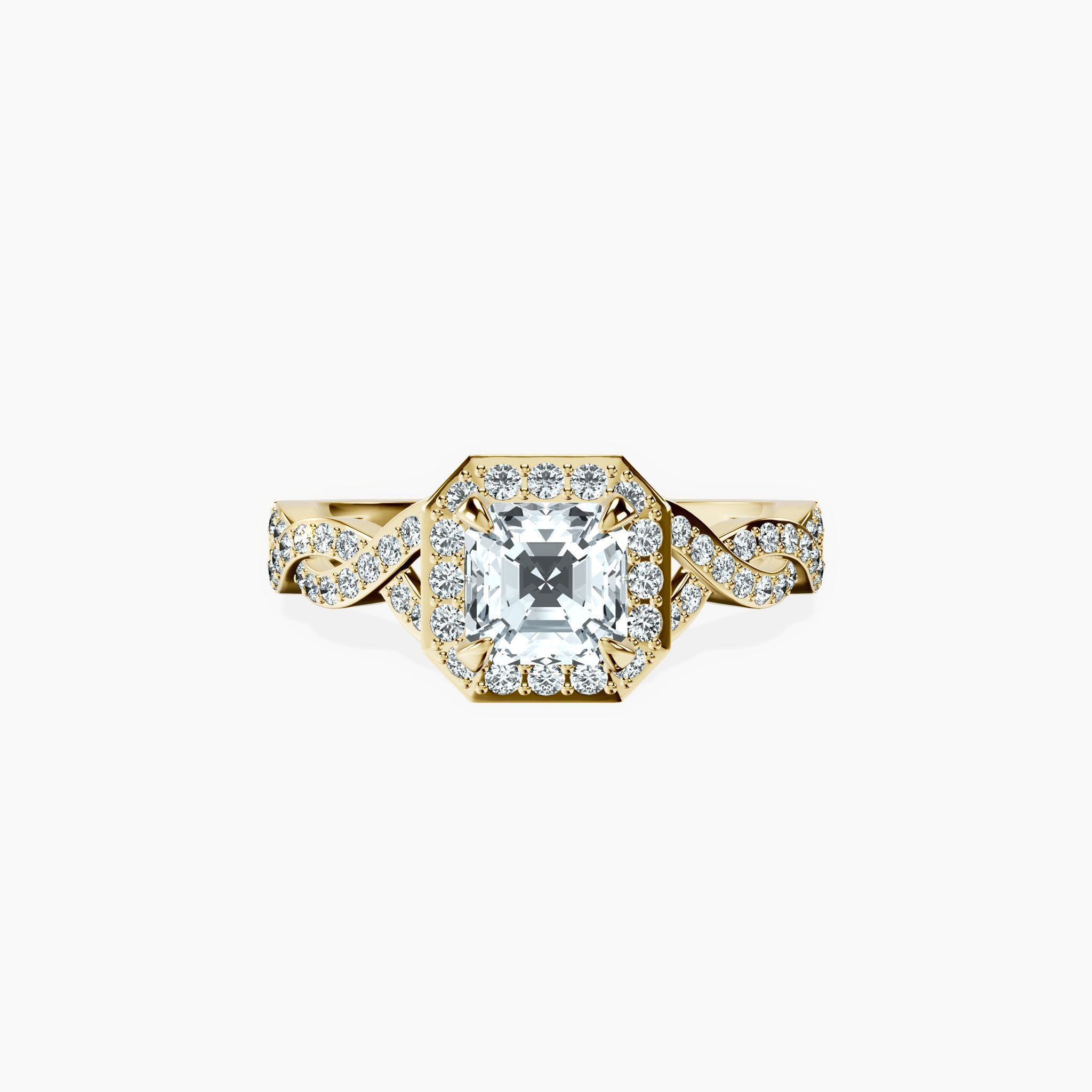 Halo Entwined Asscher Ring