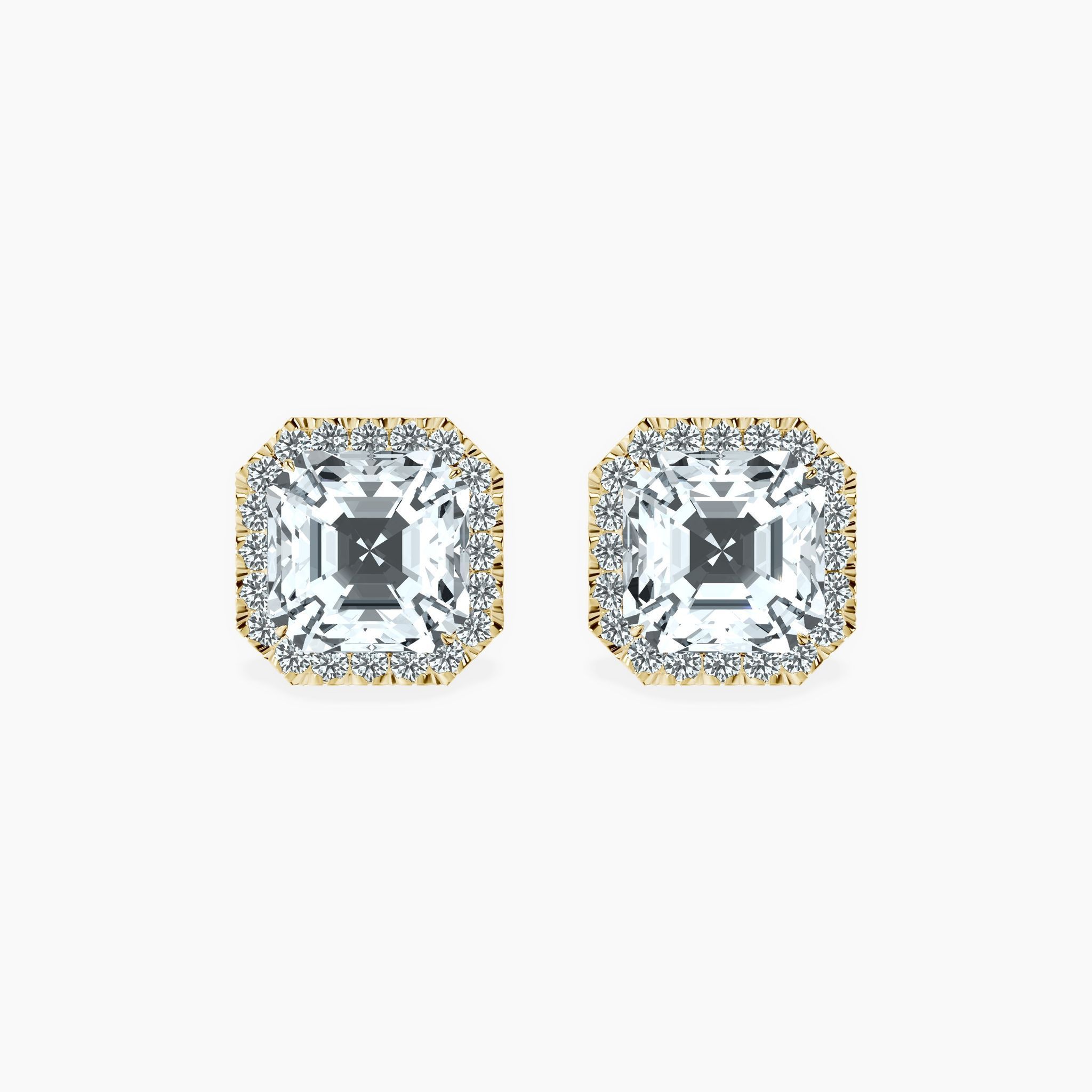 Timeless Halo Asscher Studs