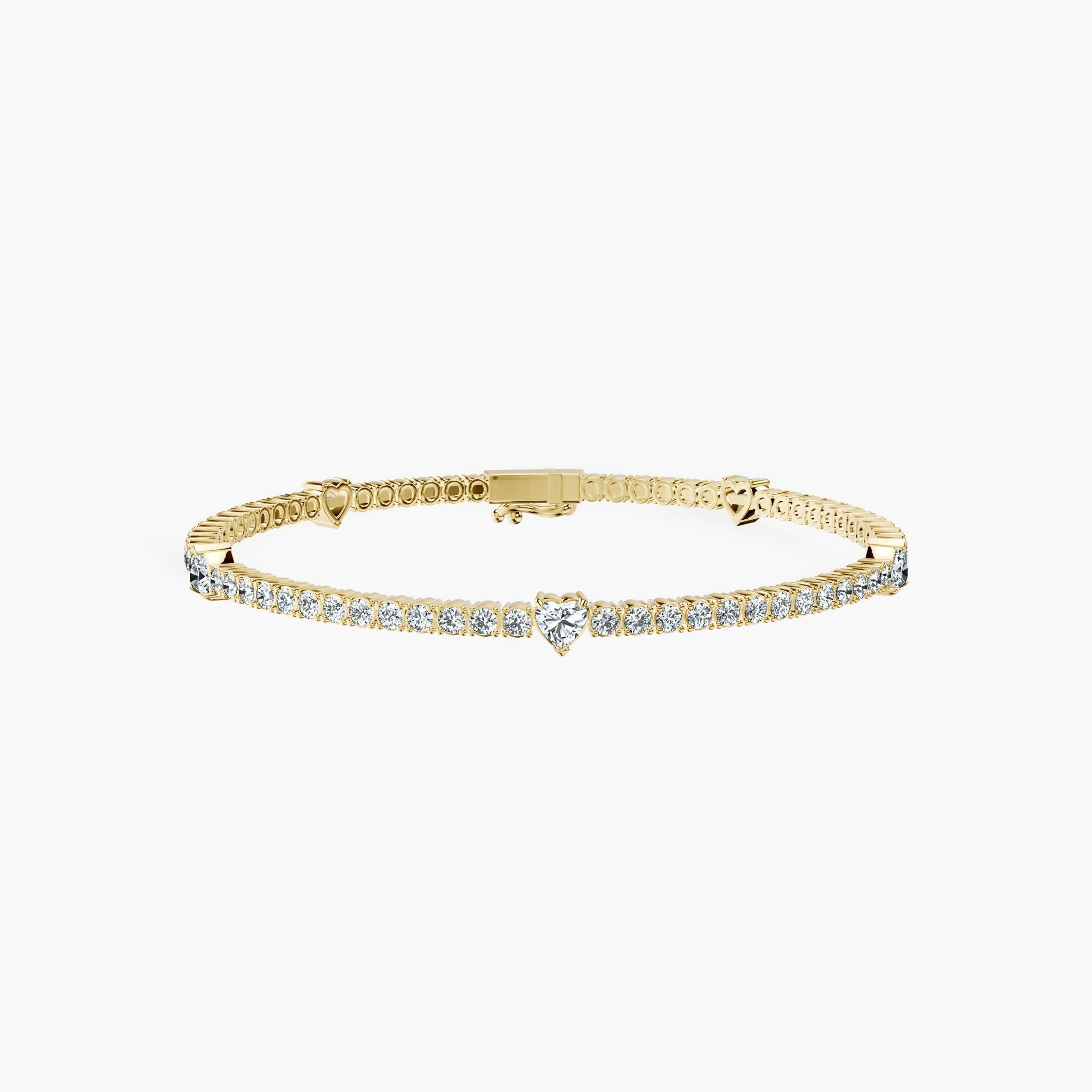 5 Station Heart Tennis Bracelet